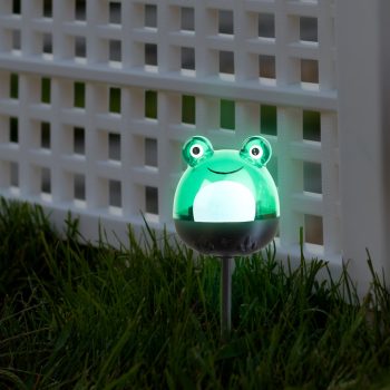   LED-es szolár lámpa - béka - hidegfehér - zöld - 150x50x50mm 