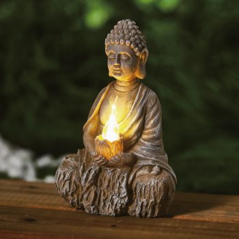   Szolár Buddha gyertyával - 1 meleg fehér LED - 12,5 x 8,5 x 19 cm  