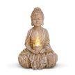 Szolár Buddha gyertyával - 1 meleg fehér LED - 12,5 x 8,5 x 19 cm  
