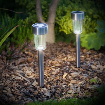   LED-es leszúrható szolár lámpa - fém - hidegfehér - 19x4,5cm