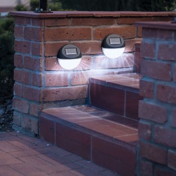   LED-es szolár fali- lépcső lámpa - fekete, hidegfehér - 11 x 11 x 4 cm 