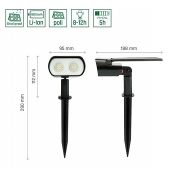   Spectrum Leszúrható szolár LED lámpa távirányítóval CCT  2W 200Lm IP65 