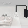 Fali olvasólámpa hajlítható karral, USB csatlakozóval, fekete 3W 3000K 180Lumen