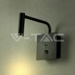 Fali olvasólámpa hajlítható karral, USB csatlakozóval, fekete 3W 3000K 180Lumen