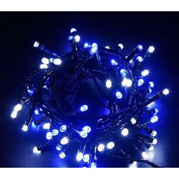   WISDOM Karácsonyi led fényfűzér 180Led 9m 8 funkció IP44 hideg fehér+kék