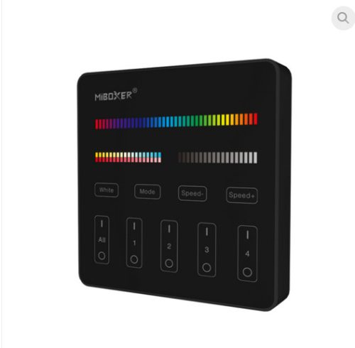 Mi-light 4 zónás fekete fali érintő kapcsoló RGB, RGBW és RGBCCT led szalaghoz(FUTB4B) 