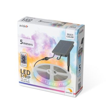   Avide napelemes színes LED szalag szett távirányítóval 5m IP65