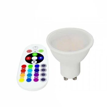   V-TAC távirányítós LED spot izzó GU10 3,5W 320Lm 110° RGB+4000K 