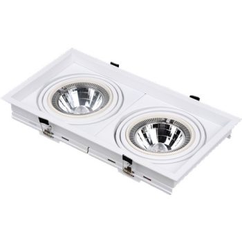   AR111 beépíthető spot lámpatest (dupla), billenthető, szögletes forma, fehér szín