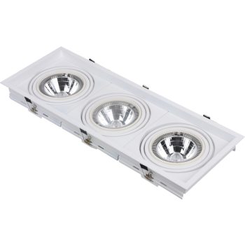   AR111 beépíthető spot lámpatest (tripla),billenthető,  szögletes forma, fehér szín