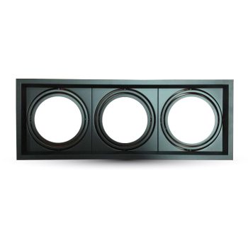   AR111 beépíthető spot lámpatest (tripla),billenthető,  szögletes forma, fekete szín