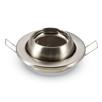   V-TAC Beépíthető " békaszemes"spot keret, billenthető, kerek forma, szatén nikkel szín