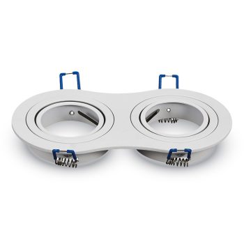   V-TAC Beépíthető spot keret, billenthető,  2 -es kerek forma, fehér szín