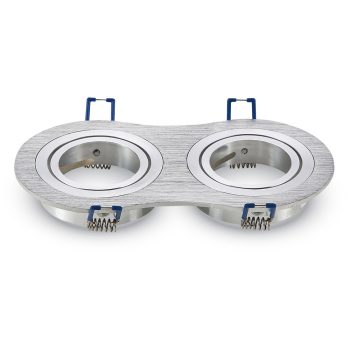   V-TAC Beépíthető spot keret, billenthető,  2 -es kerek forma, szálcsiszolt szín