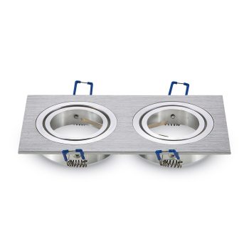   V-TAC Beépíthető spot keret, billenthető,  2 -es négyzet forma, szálcsiszolt szín