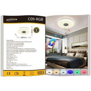   Universo RGBW Smart  hangszórós led mennyezeti lámpa, távirányítóval 65W 5850Lm RGB+CCT