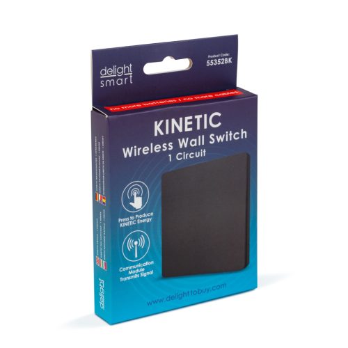 Kinetic fali kapcsoló -433Mhz 1 körös, fekete IP20