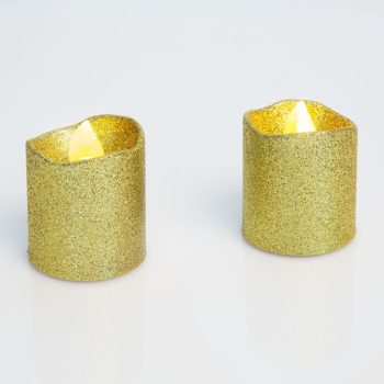   LED-es gyertya, arany csillámos, 2db/csomag KÉSZLLET EREJÉIG KAPHATÓ!