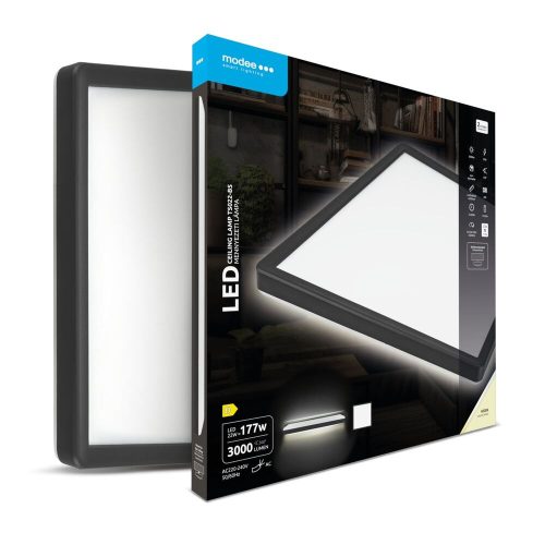 Modee Mennyezeti led lámpa, szögletes forma, opál búrával, fekete 22W 3000Lm 4000K 