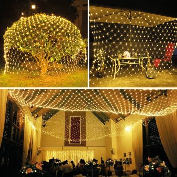   LED-es fényháló távirányítóval , 190 db melegfehér LED-del 3 x 2 m 