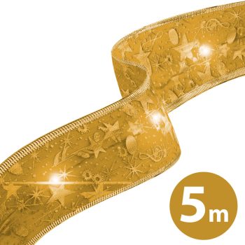   Karácsonyi LED-es szalag USB csatlakozóval , arany 5 m x 5 cm