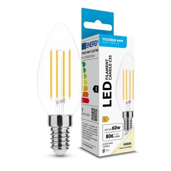 Modee gyertya filament LED izzó E14 7W 806Lm 360° 4000K 