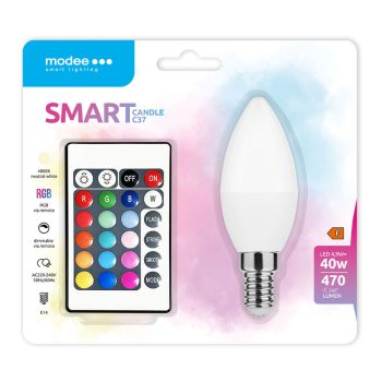   Modee RGB+W távirányítós LED izzó E14 4,9W 470Lm 360° 4000K 