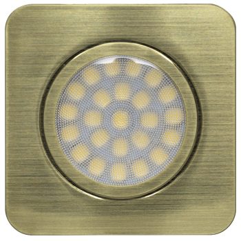   Ultralux Bútorba építhető led lámpa négyzet 12V 3W 250lm IP44 4200K sárgaréz