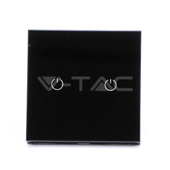   V-Tac Wifis okos üveg érintős kapcsoló, 2 gombos, fekete KÉSZLET EREJÉIG KAPHATÓ!