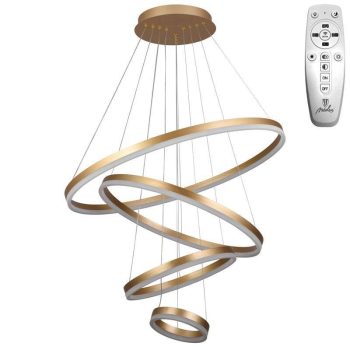   Nedes design függeszték távirányítóval +Nedes smart applikációs vezérléséssel, kerek forma CCT 135W 9000Lm arany