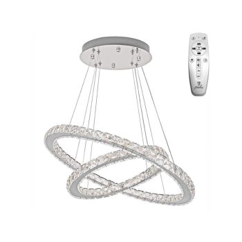   Nedes kristály design függeszték távirányítóval 115W CCT 7600Lm króm