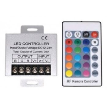   Avide RGB led szalag vezérlő RF távirányítóval 12-24V 432W 