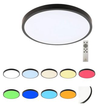  Nedes RGB+CCT mennyezeti lámpa távirányítóval, kerek forma 48W 3600Lm fekete 