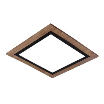   Nedes design mennyezeti lámpa távirányítóval +Nedes smart applikációs vezérléséssel, szögletes forma CCT 35W 2300Lm fekete-fa