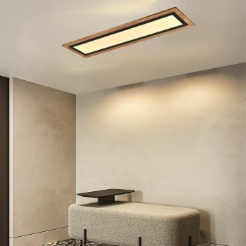   Nedes design mennyezeti lámpa távirányítóval +Nedes smart applikációs vezérléséssel, tégla forma CCT 55W 3600Lm fekete-fa
