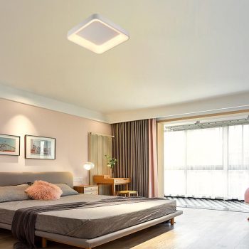   Nedes design mennyezeti lámpa távirányítóval +Nedes smart applikációs vezérléséssel, szögletes forma CCT 45W 3300Lm fehér
