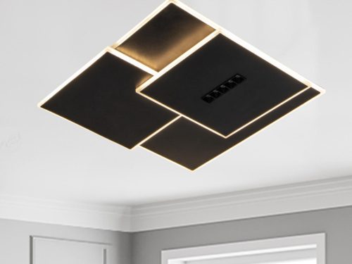 Nedes design mennyezeti lámpa távirányítóval +LampSmart Pro applikációs vezérléséssel, szögletes forma CCT 95W  5200Lm Fekete