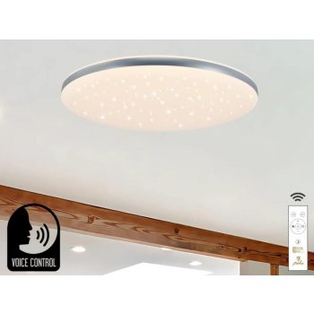   Nedes mennyezeti lámpa távirányítóval+ HANGVEZÉRLÉS funkció, kerek forma CCT 48W 5600Lm "csillogós" búra