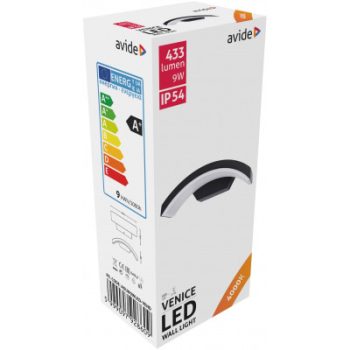   Avide Venice kültéri fali lámpa  9W 4000K 426Lm IP54 fekete