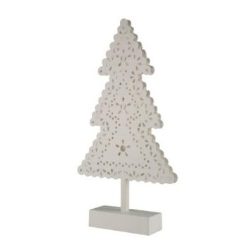   LED karácsonyfa, fehér, beltéri, elemes, 21x39cm KÉSZLET EREJÉIG KAPHATÓ!