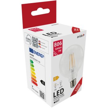 Avide gömb filament LED izzó E27 7W 806Lm 360° 2700K