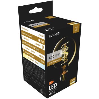 Avide gömb filament LED izzó E27 4,55W 400Lm 360° 2700K