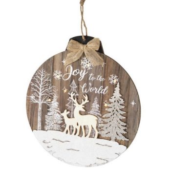 Fa ablak-ajtódísz meleg fehér leddel