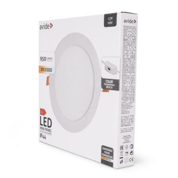 Avide 12W Beépíthető kör led panel CCT 950Lm IP44