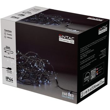 Karácsonyi led fényfűzér 240Led 24m IP44 hideg fehér 