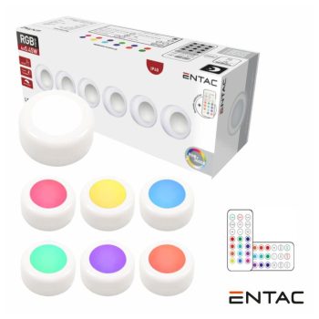   Entac Mini Hordozható éjjeli fény 0.45W 22Lumen RGB+W Távirányítóval